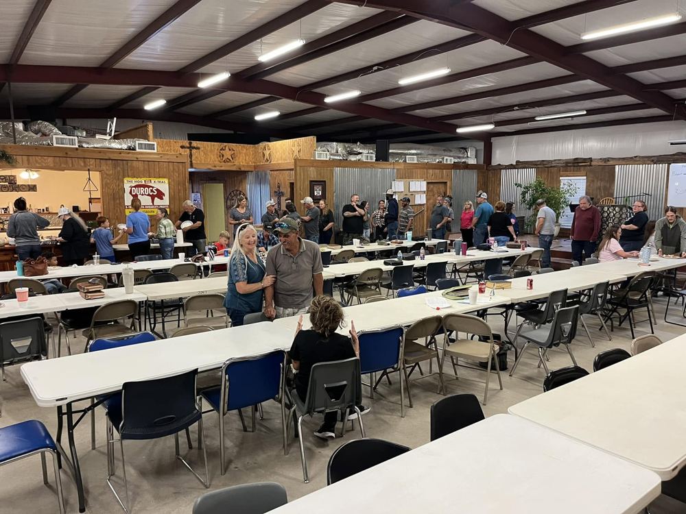 Church family sharing a meal in the fellowship hall